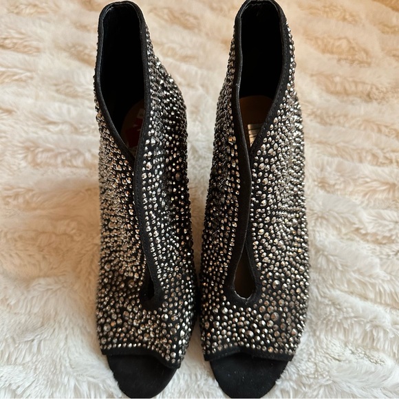 INC International Concepts Black BLING Rhinestone Booties Women’s Size 7 - Picture 8 of 12